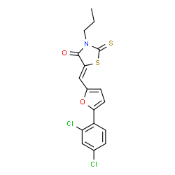 ChemSpider 2D Image | (5Z)-5-{[5-(2,4-Dichlorophenyl)-2-furyl]methylene}-3-propyl-2-thioxo-1,3-thiazolidin-4-one | C17H13Cl2NO2S2