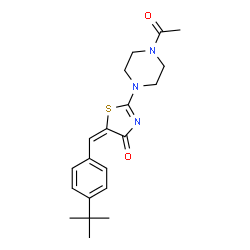 ChemSpider 2D Image | (5E)-2-(4-acetylpiperazin-1-yl)-5-(4-tert-butylbenzylidene)-1,3-thiazol-4(5H)-one | C20H25N3O2S
