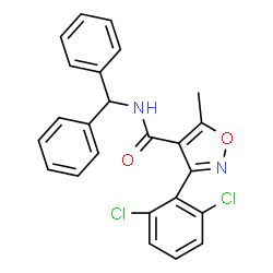 ChemSpider 2D Image | 3-(2,6-Dichlorophenyl)-N-(diphenylmethyl)-5-methyl-1,2-oxazole-4-carboxamide | C24H18Cl2N2O2