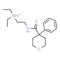 ChemSpider 2D Image | N,N-Diethyl-2-{[(4-phenyltetrahydro-2H-pyran-4-yl)carbonyl]amino}ethanaminium | C18H29N2O2