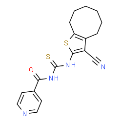 ChemSpider 2D Image | N-[(3-Cyano-4,5,6,7,8,9-hexahydrocycloocta[b]thiophen-2-yl)carbamothioyl]isonicotinamide | C18H18N4OS2