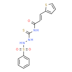 ChemSpider 2D Image | (2E)-N-{[2-(Phenylsulfonyl)hydrazino]carbothioyl}-3-(2-thienyl)acrylamide | C14H13N3O3S3