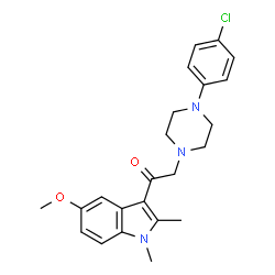 ChemSpider 2D Image | 2-[4-(4-Chlorophenyl)-1-piperazinyl]-1-(5-methoxy-1,2-dimethyl-1H-indol-3-yl)ethanone | C23H26ClN3O2