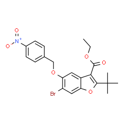 ChemSpider 2D Image | ethyl 6-bromo-2-tert-butyl-5-[(4-nitrobenzyl)oxy]-1-benzofuran-3-carboxylate | C22H22BrNO6