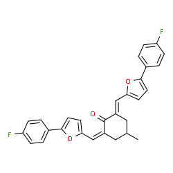 ChemSpider 2D Image | (2Z,6E)-2,6-Bis{[5-(4-fluorophenyl)-2-furyl]methylene}-4-methylcyclohexanone | C29H22F2O3