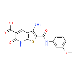 ChemSpider 2D Image | 3-Amino-2-[(3-methoxyphenyl)carbamoyl]-6-oxo-6,7-dihydrothieno[2,3-b]pyridine-5-carboxylic acid | C16H13N3O5S