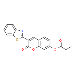 ChemSpider 2D Image | 3-(1,3-Benzothiazol-2-yl)-2-oxo-2H-chromen-7-yl propionate | C19H13NO4S