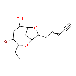 ChemSpider 2D Image | 4-Bromo-3-ethyl-9-(2-penten-4-yn-1-yl)-2,8-dioxabicyclo[5.2.1]decan-6-ol | C15H21BrO3