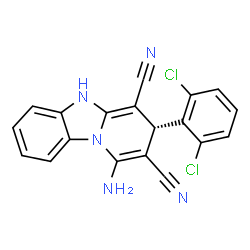 ChemSpider 2D Image | (3R)-1-Amino-3-(2,6-dichlorophenyl)-3,5-dihydropyrido[1,2-a]benzimidazole-2,4-dicarbonitrile | C19H11Cl2N5