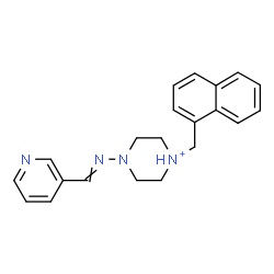 ChemSpider 2D Image | 1-(1-Naphthylmethyl)-4-[(3-pyridinylmethylene)amino]piperazin-1-ium | C21H23N4