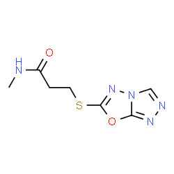 ChemSpider 2D Image | N-Methyl-3-([1,2,4]triazolo[3,4-b][1,3,4]oxadiazol-6-ylsulfanyl)propanamide | C7H9N5O2S