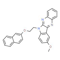ChemSpider 2D Image | 9-Methoxy-6-[2-(2-naphthyloxy)ethyl]-6H-indolo[2,3-b]quinoxaline | C27H21N3O2
