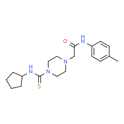 ChemSpider 2D Image | 2-[4-(Cyclopentylcarbamothioyl)-1-piperazinyl]-N-(4-methylphenyl)acetamide | C19H28N4OS