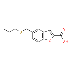 ChemSpider 2D Image | 5-[(Propylsulfanyl)methyl]-1-benzofuran-2-carboxylic acid | C13H14O3S
