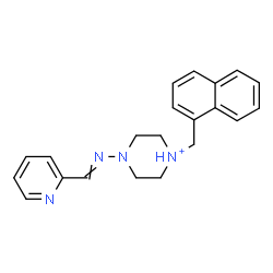 ChemSpider 2D Image | 1-(1-Naphthylmethyl)-4-[(2-pyridinylmethylene)amino]piperazin-1-ium | C21H23N4