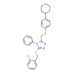 ChemSpider 2D Image | 3-[(2-Chlorobenzyl)sulfanyl]-5-[(4-cyclohexylphenoxy)methyl]-4-phenyl-4H-1,2,4-triazole | C28H28ClN3OS
