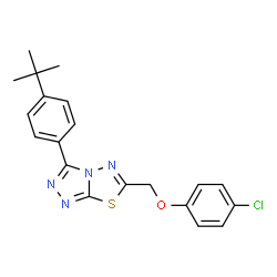 ChemSpider 2D Image | 6-[(4-Chlorophenoxy)methyl]-3-[4-(2-methyl-2-propanyl)phenyl][1,2,4]triazolo[3,4-b][1,3,4]thiadiazole | C20H19ClN4OS