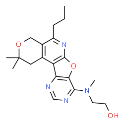 ChemSpider 2D Image | 2-[(2,2-Dimethyl-5-propyl-1,4-dihydro-2H-pyrano[4'',3'':4',5']pyrido[3',2':4,5]furo[3,2-d]pyrimidin-8-yl)(methyl)amino]ethanol | C20H26N4O3