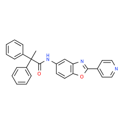 ChemSpider 2D Image | 2,2-Diphenyl-N-[2-(4-pyridinyl)-1,3-benzoxazol-5-yl]propanamide | C27H21N3O2