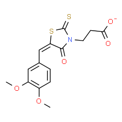 ChemSpider 2D Image | 3-[(5E)-5-(3,4-Dimethoxybenzylidene)-4-oxo-2-thioxo-1,3-thiazolidin-3-yl]propanoate | C15H14NO5S2