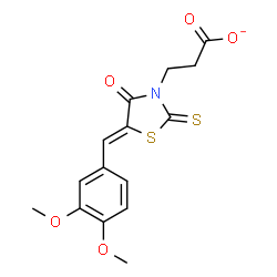 ChemSpider 2D Image | 3-[(5Z)-5-(3,4-Dimethoxybenzylidene)-4-oxo-2-thioxo-1,3-thiazolidin-3-yl]propanoate | C15H14NO5S2
