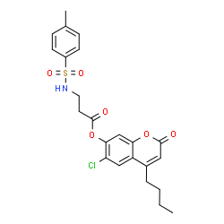 ChemSpider 2D Image | 4-Butyl-6-chloro-2-oxo-2H-chromen-7-yl N-[(4-methylphenyl)sulfonyl]-beta-alaninate | C23H24ClNO6S