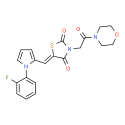 ChemSpider 2D Image | (5Z)-5-{[1-(2-Fluorophenyl)-1H-pyrrol-2-yl]methylene}-3-[2-(4-morpholinyl)-2-oxoethyl]-1,3-thiazolidine-2,4-dione | C20H18FN3O4S