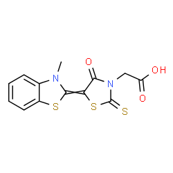 ChemSpider 2D Image | [5-(3-Methyl-1,3-benzothiazol-2(3H)-ylidene)-4-oxo-2-thioxo-1,3-thiazolidin-3-yl]acetic acid | C13H10N2O3S3