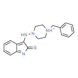 ChemSpider 2D Image | 1-Benzyl-4-[(2-oxo-2H-indol-3-yl)amino]piperazin-1-ium | C19H21N4O