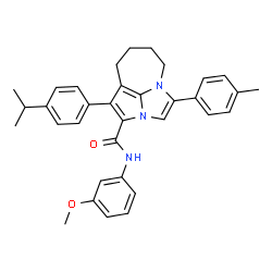 ChemSpider 2D Image | 1-(4-Isopropylphenyl)-N-(3-methoxyphenyl)-4-(4-methylphenyl)-5,6,7,8-tetrahydro-2a,4a-diazacyclopenta[cd]azulene-2-carboxamide | C34H35N3O2