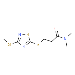 ChemSpider 2D Image | N,N-Dimethyl-3-{[3-(methylsulfanyl)-1,2,4-thiadiazol-5-yl]sulfanyl}propanamide | C8H13N3OS3