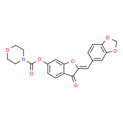 ChemSpider 2D Image | (2Z)-2-(1,3-Benzodioxol-5-ylmethylene)-3-oxo-2,3-dihydro-1-benzofuran-6-yl 4-morpholinecarboxylate | C21H17NO7