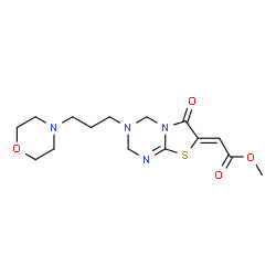 ChemSpider 2D Image | Methyl (2Z)-{3-[3-(4-morpholinyl)propyl]-6-oxo-3,4-dihydro-2H-[1,3]thiazolo[3,2-a][1,3,5]triazin-7(6H)-ylidene}acetate | C15H22N4O4S