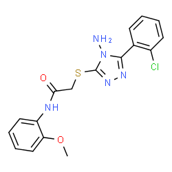 ChemSpider 2D Image | 2-{[4-Amino-5-(2-chlorophenyl)-4H-1,2,4-triazol-3-yl]sulfanyl}-N-(2-methoxyphenyl)acetamide | C17H16ClN5O2S
