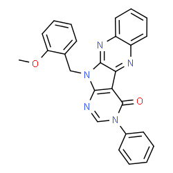 ChemSpider 2D Image | 11-(2-Methoxybenzyl)-3-phenyl-3,11-dihydro-4H-pyrimido[5',4':4,5]pyrrolo[2,3-b]quinoxalin-4-one | C26H19N5O2