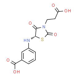 ChemSpider 2D Image | 3-{[(5S)-3-(2-Carboxyethyl)-2,4-dioxo-1,3-thiazolidin-5-yl]amino}benzoic acid | C13H12N2O6S