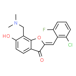 ChemSpider 2D Image | (2Z)-2-(2-Chloro-6-fluorobenzylidene)-7-[(dimethylamino)methyl]-6-hydroxy-1-benzofuran-3(2H)-one | C18H15ClFNO3