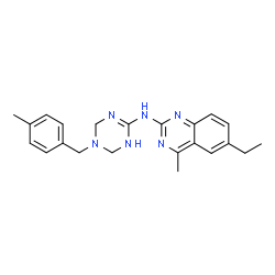 ChemSpider 2D Image | 6-Ethyl-4-methyl-N-[5-(4-methylbenzyl)-1,4,5,6-tetrahydro-1,3,5-triazin-2-yl]-2-quinazolinamine | C22H26N6