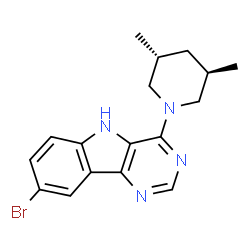ChemSpider 2D Image | 8-Bromo-4-[(3R,5R)-3,5-dimethyl-1-piperidinyl]-5H-pyrimido[5,4-b]indole | C17H19BrN4