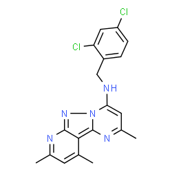 ChemSpider 2D Image | N-(2,4-Dichlorobenzyl)-2,8,10-trimethylpyrido[2',3':3,4]pyrazolo[1,5-a]pyrimidin-4-amine | C19H17Cl2N5