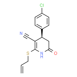 ChemSpider 2D Image | (4R)-2-(Allylsulfanyl)-4-(4-chlorophenyl)-6-oxo-1,4,5,6-tetrahydro-3-pyridinecarbonitrile | C15H13ClN2OS