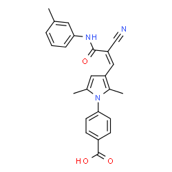ChemSpider 2D Image | 4-(3-{(1Z)-2-Cyano-3-[(3-methylphenyl)amino]-3-oxo-1-propen-1-yl}-2,5-dimethyl-1H-pyrrol-1-yl)benzoic acid | C24H21N3O3