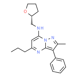 ChemSpider 2D Image | 2-Methyl-3-phenyl-5-propyl-N-[(2R)-tetrahydro-2-furanylmethyl]pyrazolo[1,5-a]pyrimidin-7-amine | C21H26N4O