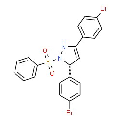 ChemSpider 2D Image | (3R)-3,5-Bis(4-bromophenyl)-2-(phenylsulfonyl)-2,3-dihydro-1H-pyrazole | C21H16Br2N2O2S