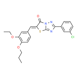 ChemSpider 2D Image | (5Z)-2-(3-Chlorophenyl)-5-(3-ethoxy-4-propoxybenzylidene)[1,3]thiazolo[3,2-b][1,2,4]triazol-6(5H)-one | C22H20ClN3O3S