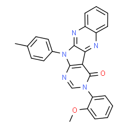ChemSpider 2D Image | 3-(2-Methoxy-phenyl)-11-p-tolyl-3,11-dihydro-1,3,5,10,11-pentaaza-benzo[b]fluoren-4-one | C26H19N5O2