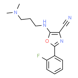 ChemSpider 2D Image | 5-[3-(dimethylamino)propylamino]-2-(2-fluorophenyl)-4-oxazolecarbonitrile | C15H17FN4O