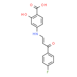 ChemSpider 2D Image | 4-{[(1E)-3-(4-Fluorophenyl)-3-oxo-1-propen-1-yl]amino}-2-hydroxybenzoic acid | C16H12FNO4
