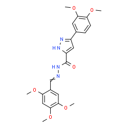 ChemSpider 2D Image | 3-(3,4-Dimethoxyphenyl)-N'-(2,4,5-trimethoxybenzylidene)-1H-pyrazole-5-carbohydrazide | C22H24N4O6
