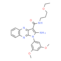 ChemSpider 2D Image | 2-Amino-1-(3,5-dimethoxyphenyl)-N-(3-ethoxypropyl)-1H-pyrrolo[2,3-b]quinoxaline-3-carboxamide | C24H27N5O4